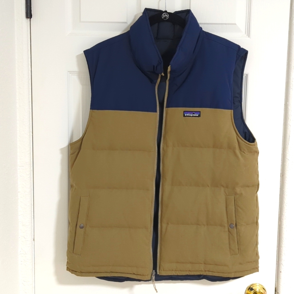 Patagonia Men's Reversible Bivy Down Vest Ash Tan